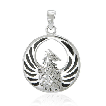 Silver Phoenix Pendant with Inlay Stone TP2819 - Jewelry